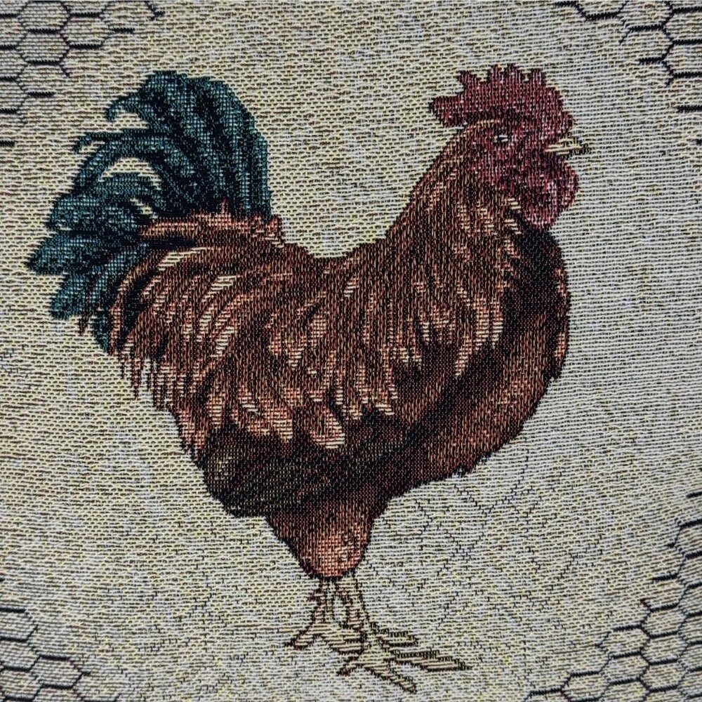 Rooster Tapestry Pillow Multicolor Farmhouse Country Floral Square Home Decor - Picture 2 of 12